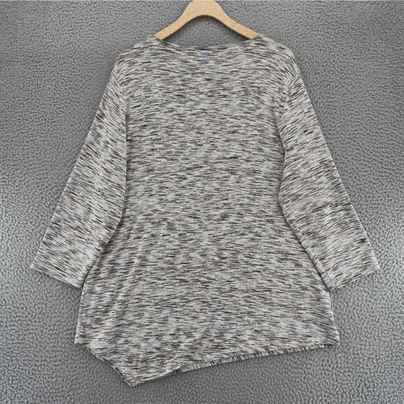 Chicos Top Womens 2 US Large Gray Volcanoe Spacedye Asymmetrical Spliced Tunic - Picture 3 of 11